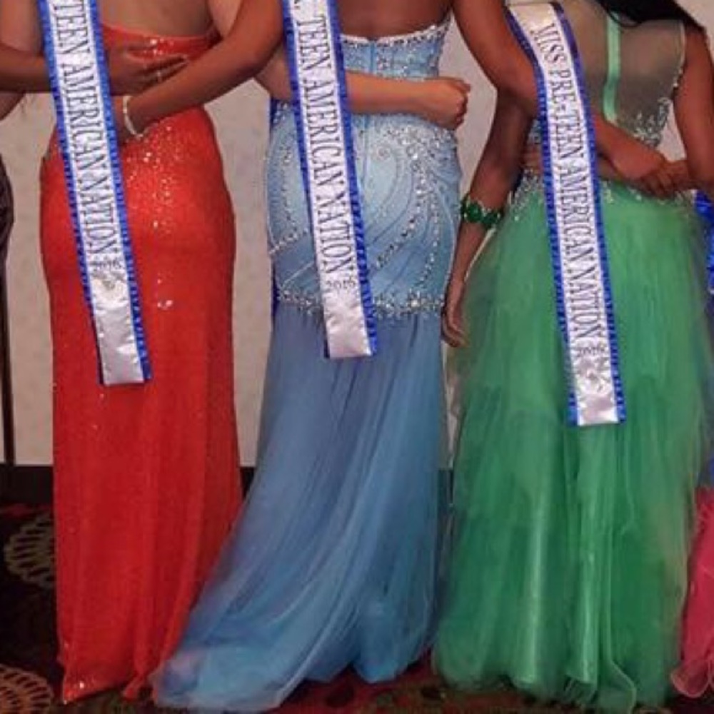 Multi color, tulle mermaid skirt prom dress - Picture 2 of 3